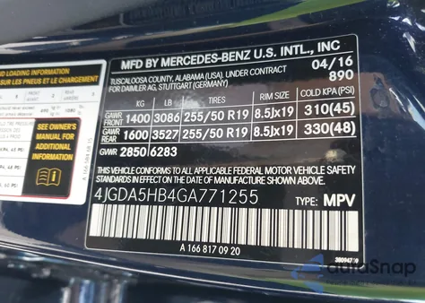 2016 Mercedes-Benz Gle 350 4Matic z USA, uszkodzony, nr VIN 4JGDA5HB4GA771255